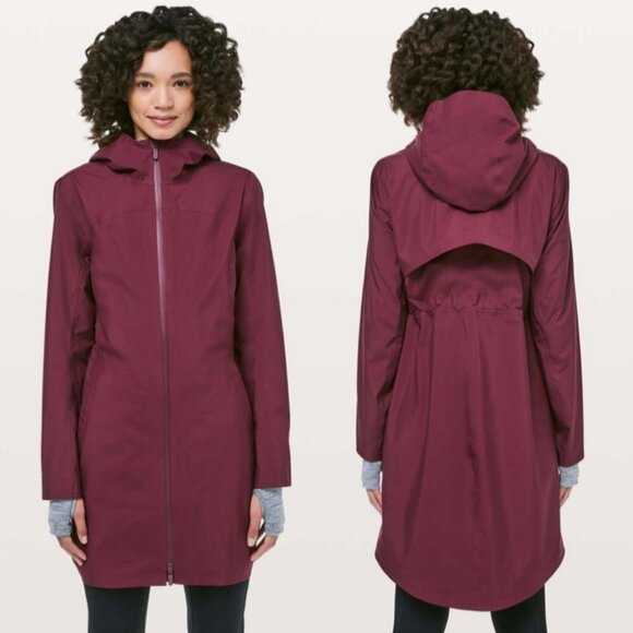 NWT Lululemon Rain Rebel Deep‎ Ruby Jacket Size 2 Waterproof New with Tags Coat - Picture 1 of 16